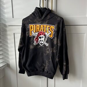 Pirates Black Acid Wash Athletic Hoodie
